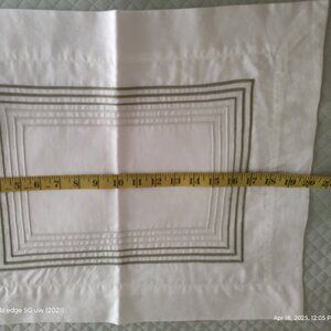DEA MILANO BOUDOIR SHAM IVORY EGYPTIAN COTTON 6-LINE GREEN EMBROIDERY 16x20